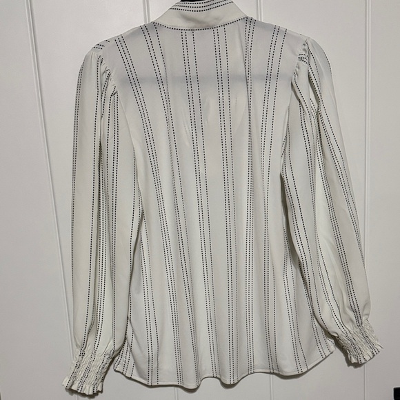 Ann Taylor Cream Striped Blouse with Bow - Picture 5 of 5